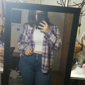 Purple Plaid Button Up